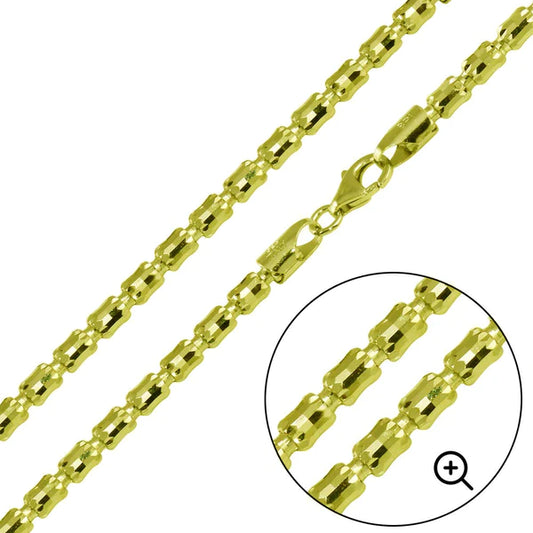 Silver 925 Gold Plated Barrel Crystal Chain 4mm