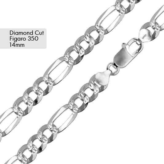 Diamond Cut Figaro 350 Bracelet 14mm