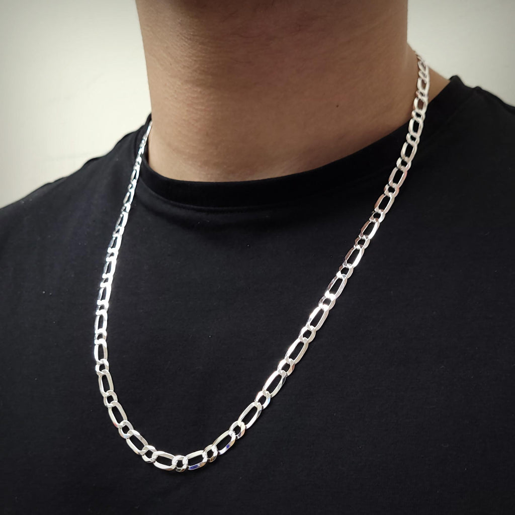 Sterling Silver 925 Super Flat Figaro 150 Chain 1+1 5.7mm