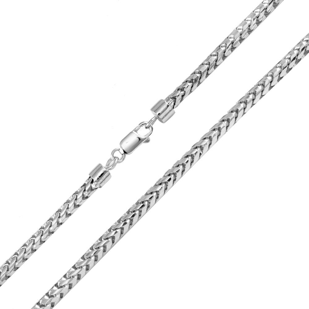 Sterling Silver 925 Rhodium Plated Round Franco Chain 4.5mm