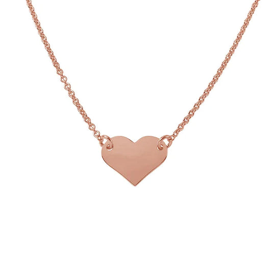 Sterling Silver 925 Rose Gold Plated High Polished Heart Necklace