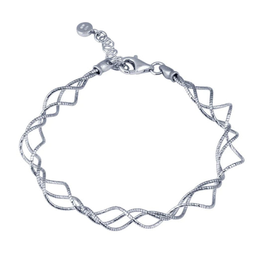 Silver 925 Rhodium Plated Twisted Adjustable Bracelet