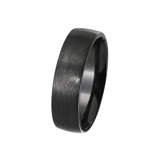 Men's Sterling Silver 925 Black Rhodium Plated Matte Finish Band 6.5mm