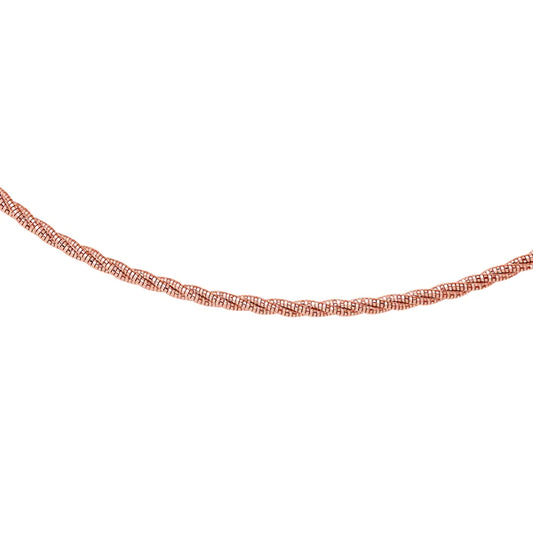 Silver 925 3 Layer Twisted Omega Spring Chain Rose Gold