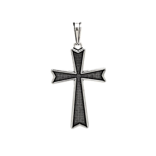 Silver 925 Oxidized Textured Cross Pendant