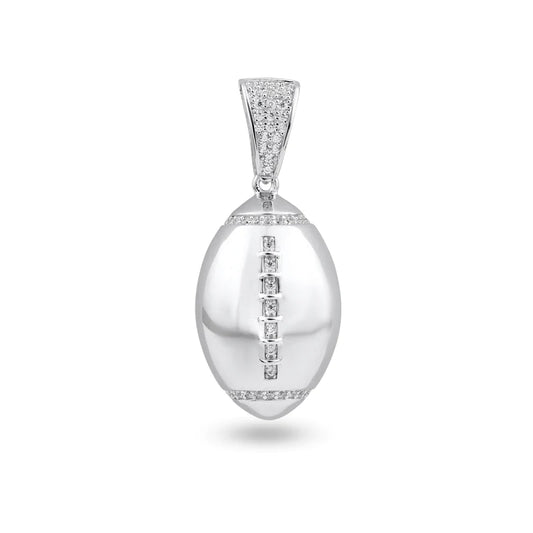 Silver 925 Rhodium Plated Football Clear CZ Pendant