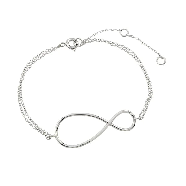 Sterling Silver 925 Rhodium Plated Exaggerated Infinity Sign Bracelet