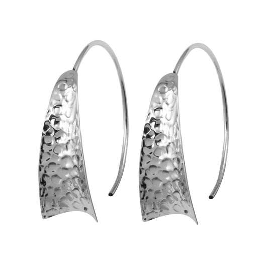 Silver 925 Rhodium Plated Dangling Semi-Hoop Earrings