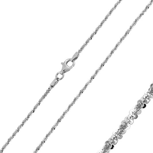 Sterling Silver 925 Rhodium Plated Shiny Roc 025 Chain 1.4mm