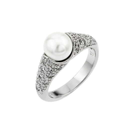 Silver 925 Rhodium Plated Pearl Ring